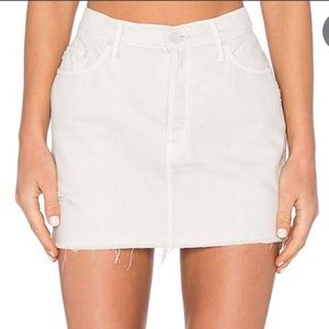 MOTHER The Vagabond Fray Mini Skirt in Bleached Bone
